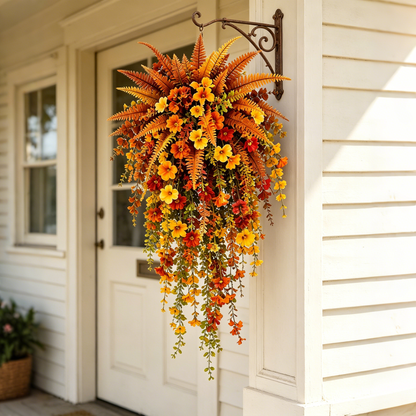 🍂 ARTIFICIAL FALL HARVEST HANGING BASKET