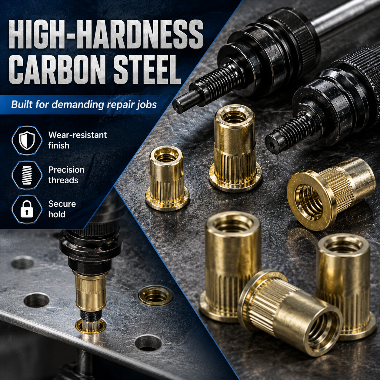 🔥 Carbon steel rivet nut set (including M3–M8 sizes)