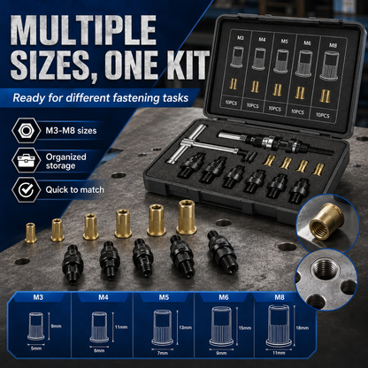 🔥 Carbon steel rivet nut set (including M3–M8 sizes)