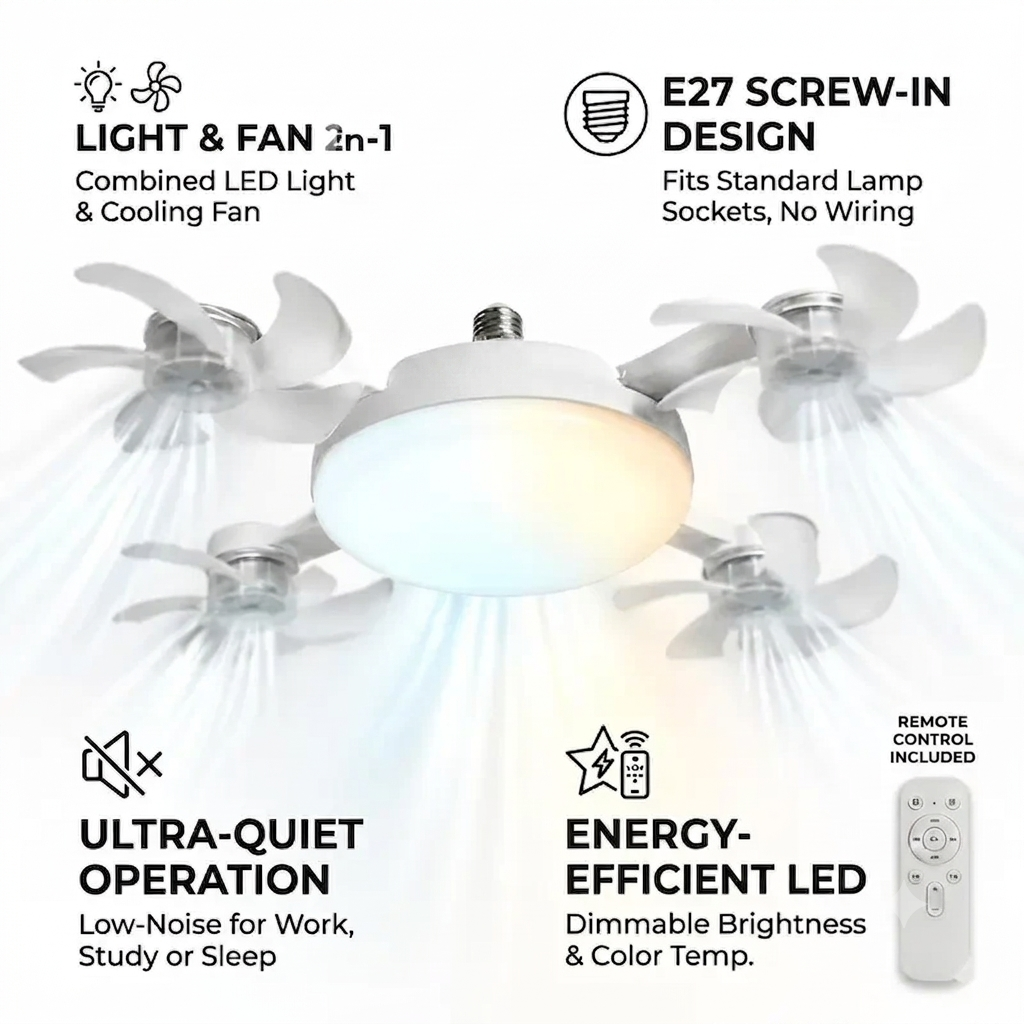 E27 LED Ceiling Fan Light Bulb With Remote Control