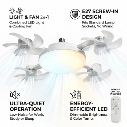 E27 LED Ceiling Fan Light Bulb With Remote Control