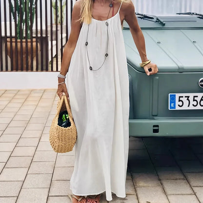 Womens Sleeveless Cami Lounge Maxi Dress Solid Color  Sleepwear