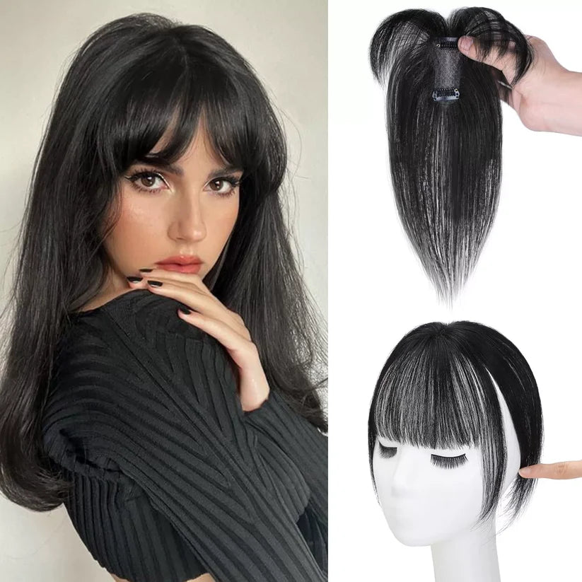 3D Clip-In Bangs Hair Topper for Women – Natural-Looking Volume & Coverage