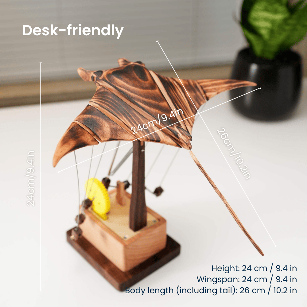 Handcrafted Wooden Manta Ray Automaton