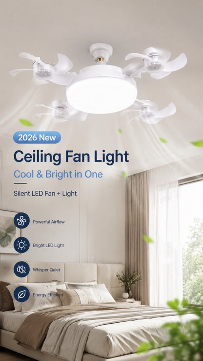 ✨ 2-in-1 LED Ceiling Fan with Remote – Quiet Cooling & Modern Lighting