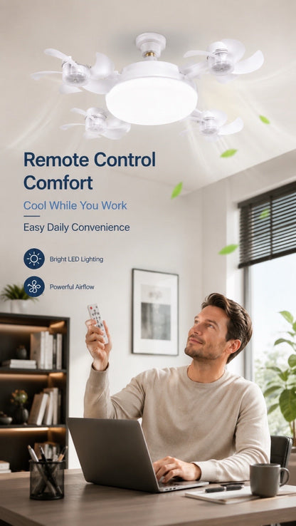 ✨ 2-in-1 LED Ceiling Fan with Remote – Quiet Cooling & Modern Lighting