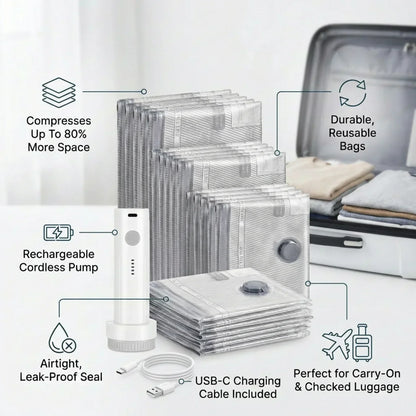 🏆⚡ 50K+ SOLD! Cordless Travel Vacuum Storage Compression Bag