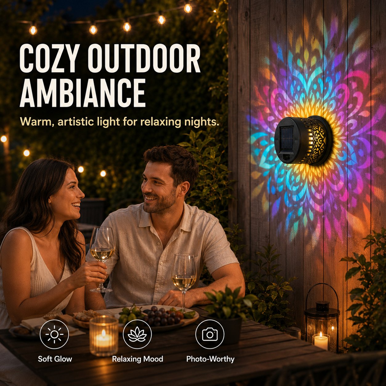 🪐Solar Mandala Wall Light | Outdoor Garden Fence Projector Lamp
