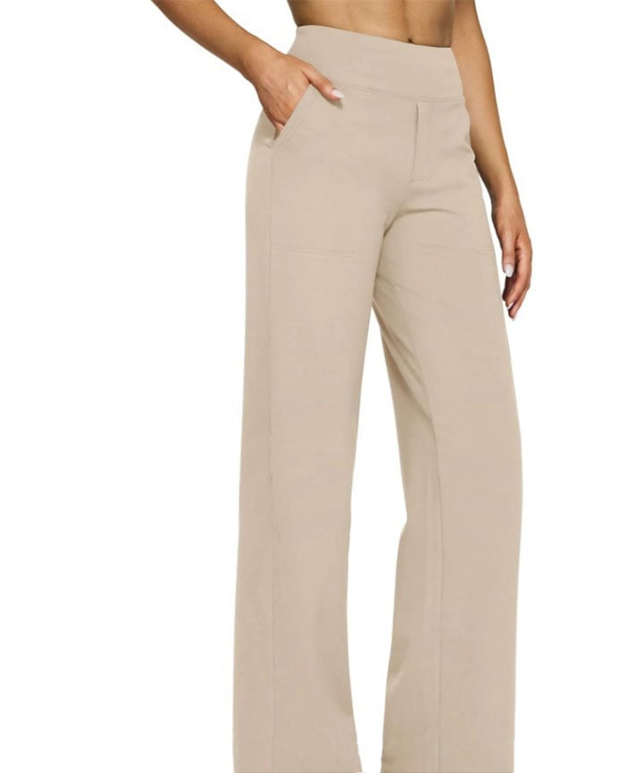 Women's High Waisted Wide Leg Yoga Dress Pants with Pockets