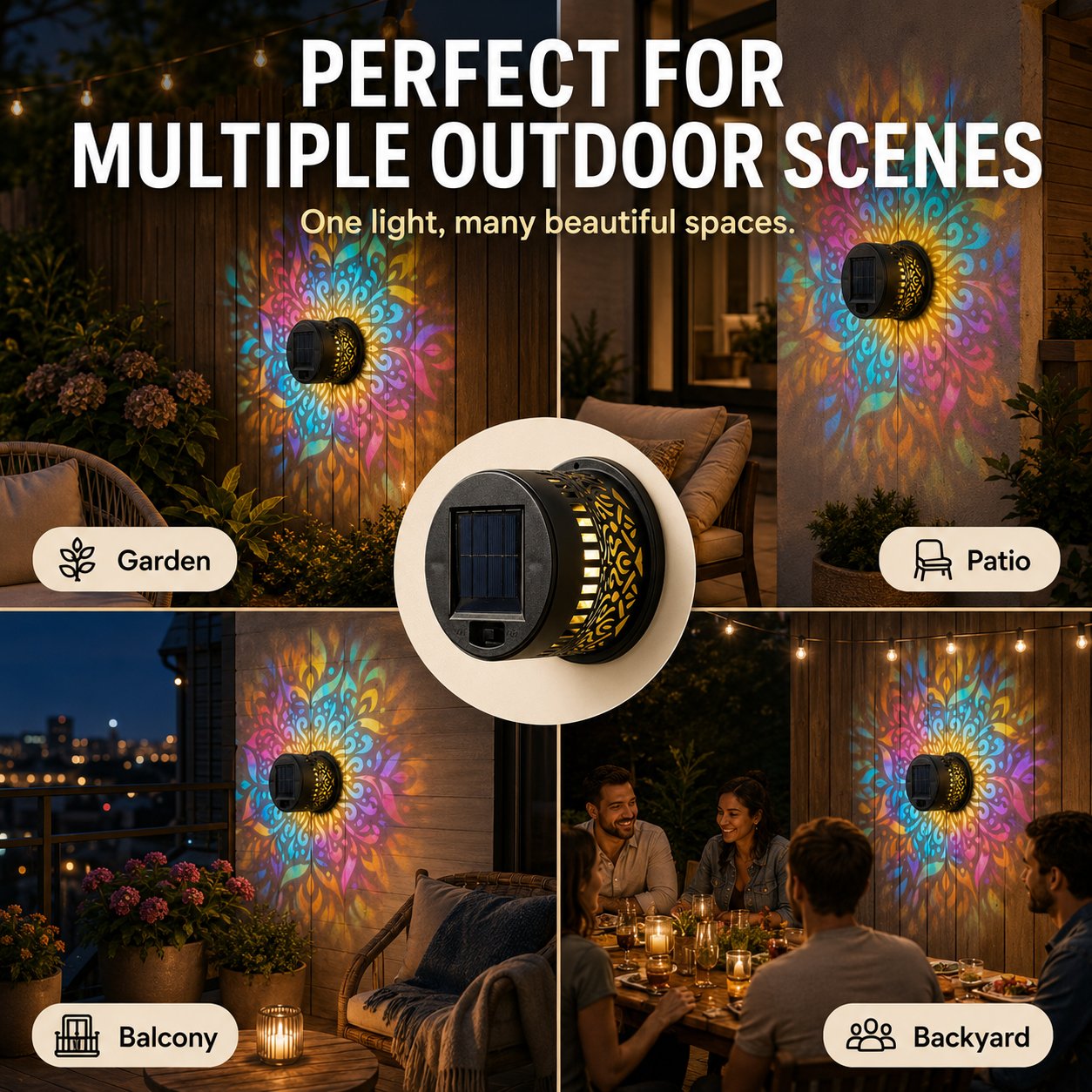 🪐Solar Mandala Wall Light | Outdoor Garden Fence Projector Lamp