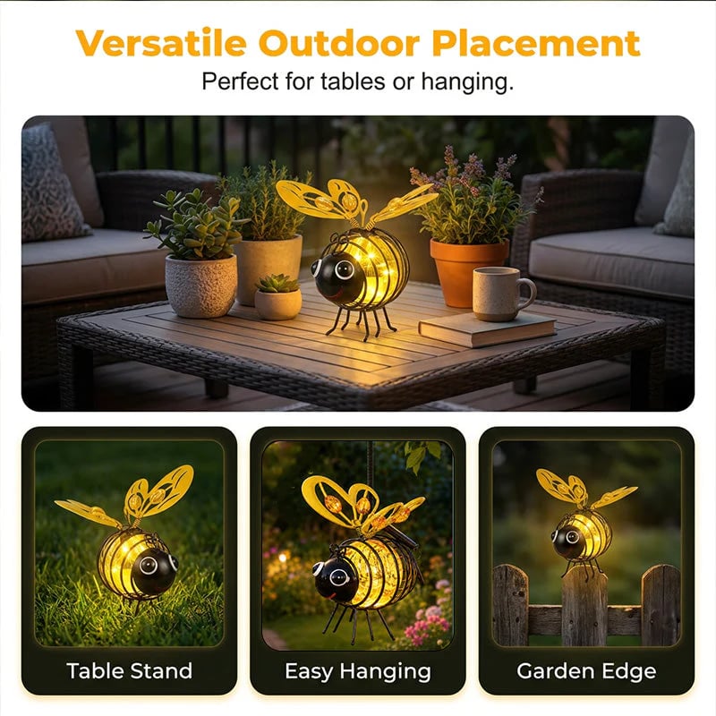 🌙🍃🪴Hanging Solar Bee Light – Warm Amber Glow, Flicker-Free, Perfect for Garden Parties, Camping, or Kids’ Rooms – Spread Joy Day and Night 🌞🌜