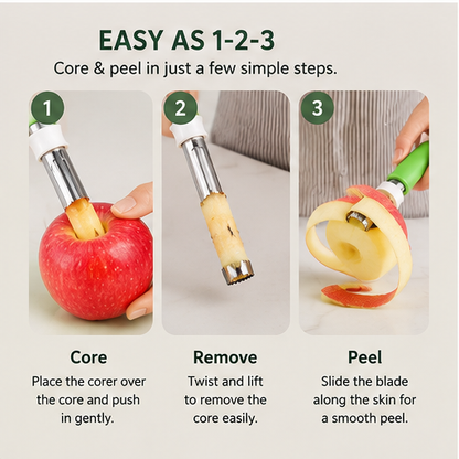 🔥3400+ sold🎁 2-in-1 Apple Corer & Peeler Tool | Stainless Steel
