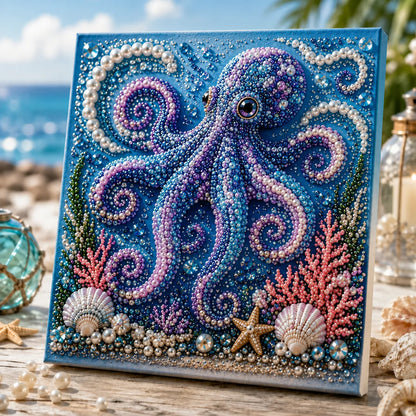 🌊🐚 Premium 3D Pearl Ocean Wall Art Kit | Luxury Flocked Canvas with Scratch-Resistant Non-Fading Pearl Beads DIY Coastal Decor – Buy 2 Free Shipping 📦✨