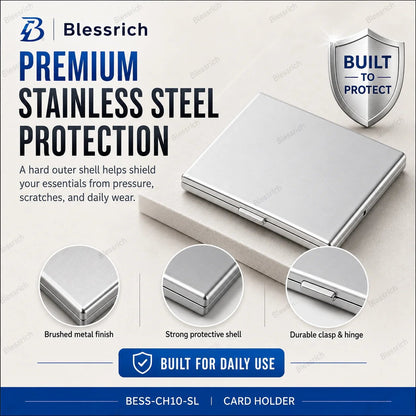Ultra‐Slim RFID‐Blocking Stainless Steel Card Holder 🛡️ | Secure Pocket Card Case for Travel & Everyday Carry