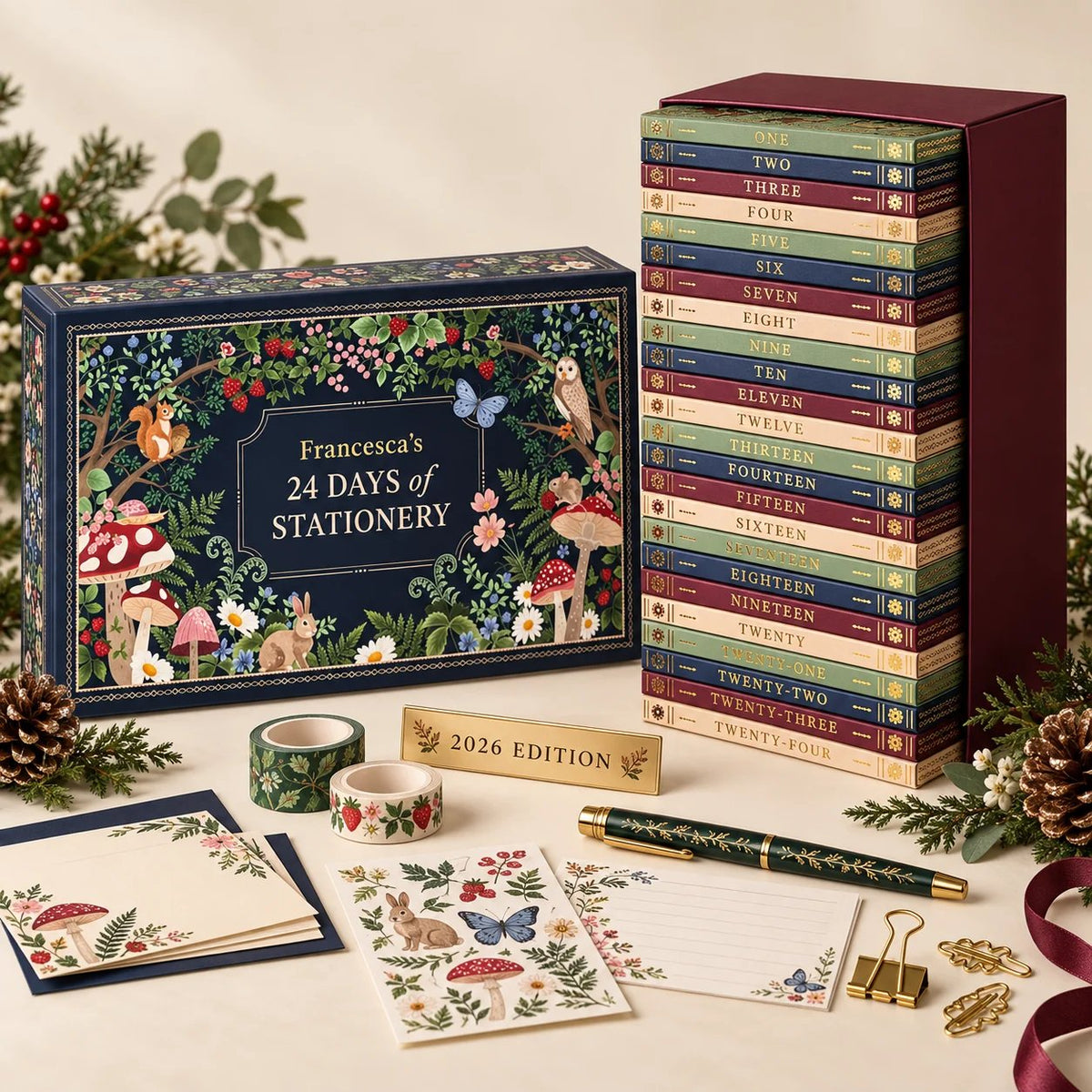 🎄 2026 Botanical 24 Days Stationery Advent Calendar Book Box with Daily Surprises ✍️