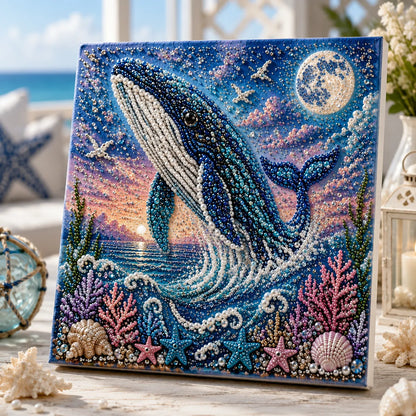 🌊🐚 Premium 3D Pearl Ocean Wall Art Kit | Luxury Flocked Canvas with Scratch-Resistant Non-Fading Pearl Beads DIY Coastal Decor – Buy 2 Free Shipping 📦✨