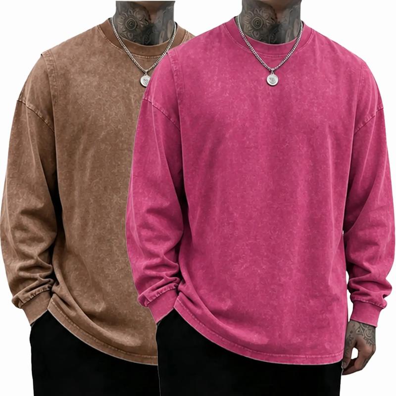 Men's Oversized Washed Distressed Cotton Crewneck Sweatshirt