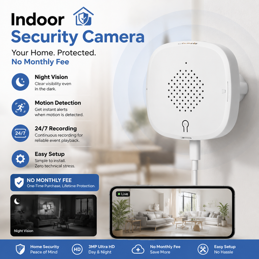 Girafit 2K Indoor WiFi Security Camera with AI Detection & Color Night Vision