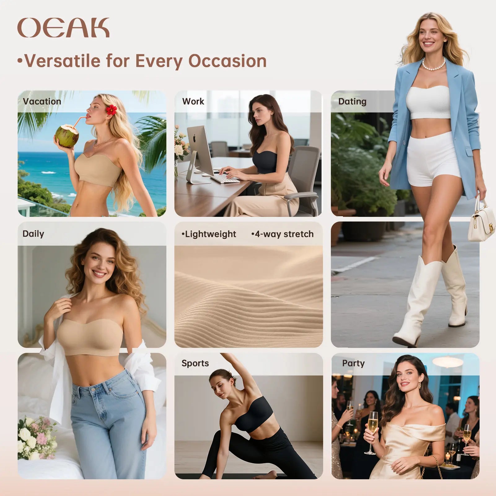 Women's Non-Slip Strapless Bra – Seamless Wireless Support