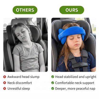 Kids Car Seat Head Support Strap, Soft Plush Adjustable Nap Support Band with Padded Side Cushions