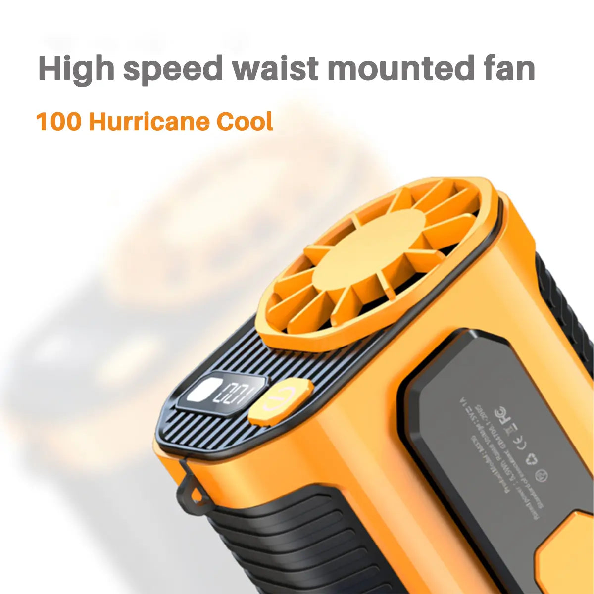 Portable Waist Clip Fan with LED Light - 5000 mAh Battery