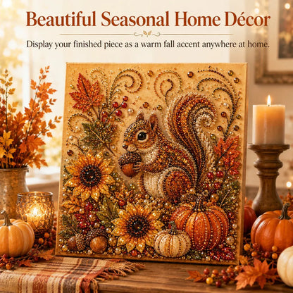 🍂🦊 Premium 3D Pearl Autumn Wall Art Kit | Luxury Fall Canvas with Scratch-Resistant Non-Fading Pearl Beads DIY Seasonal Decor ✨