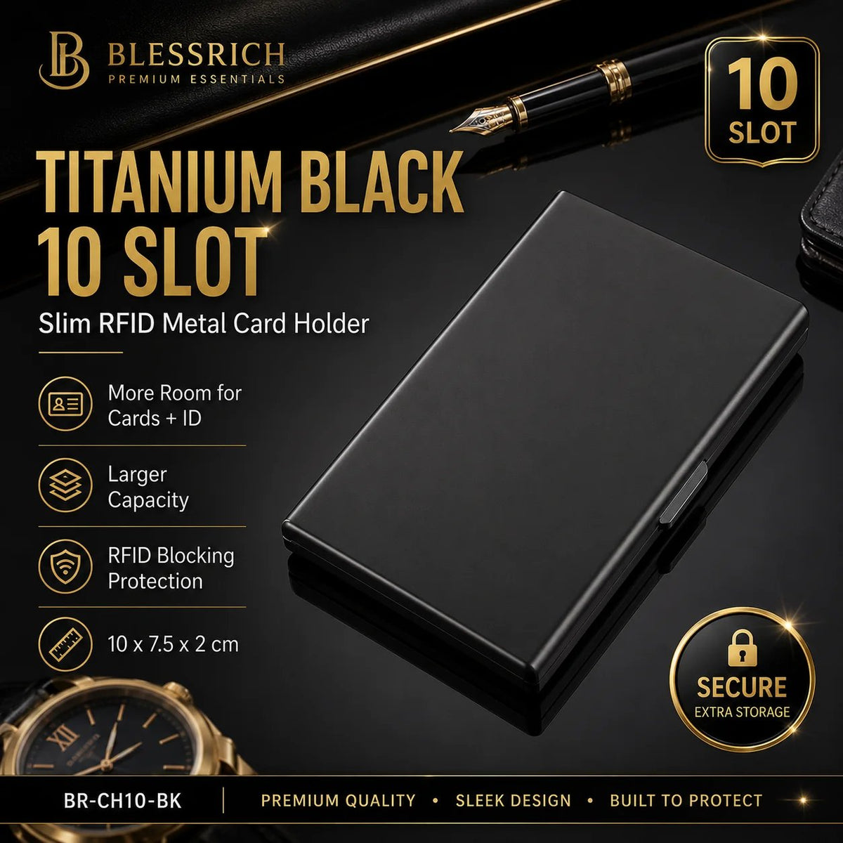 Ultra‐Slim RFID‐Blocking Stainless Steel Card Holder 🛡️ | Secure Pocket Card Case for Travel & Everyday Carry