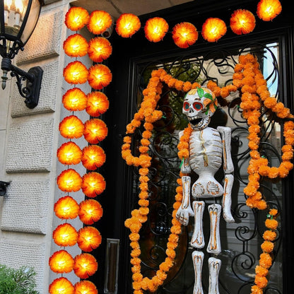 💀 Mexican Marigold Flower String Lights | 💕Death is not the end of life, forgetting is