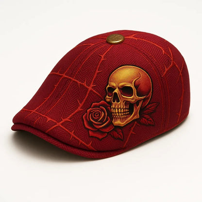 🔥Last Day 50% OFF 💀Handcrafted Skull & Thorn Flat Cap