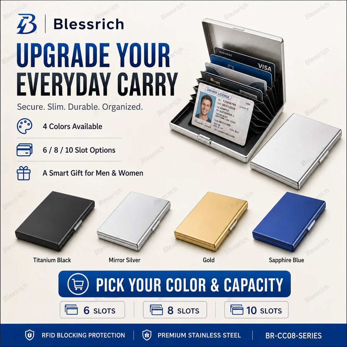 Ultra‐Slim RFID‐Blocking Stainless Steel Card Holder 🛡️ | Secure Pocket Card Case for Travel & Everyday Carry