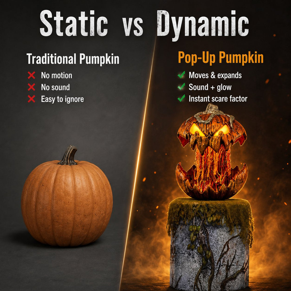 🎃 Bone‑Chilling Pop‑Open Pumpkin Light for Spooky Halloween Vibe