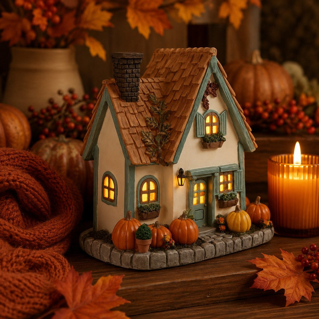 🎃🏡Vintage Light-Up Pumpkins Cottage