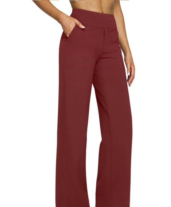 Women's High Waisted Wide Leg Yoga Dress Pants with Pockets