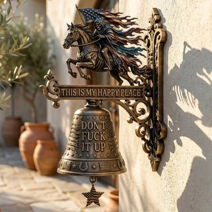 🏍️ Skull Rider Bell – “This Is My Happy Place” Wall Bell