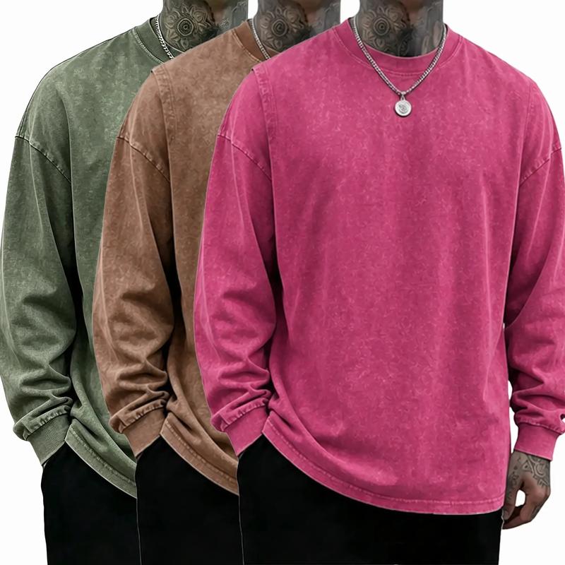 Men's Oversized Washed Distressed Cotton Crewneck Sweatshirt