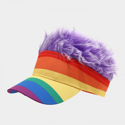 Patriotic Fake Hair Visor Hat for Men Women