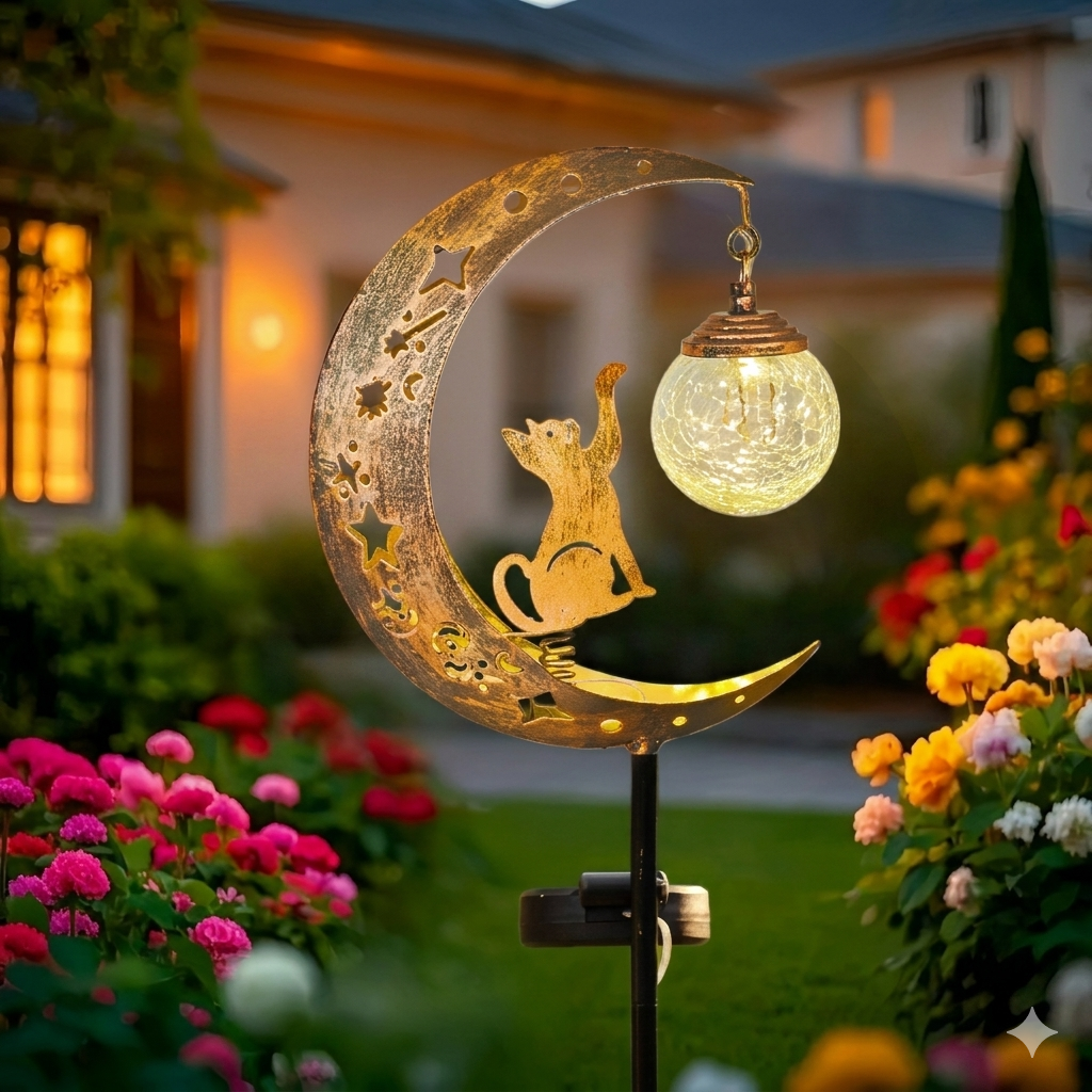 🌙✨Hummingbird Moon Solar Garden Stake Light