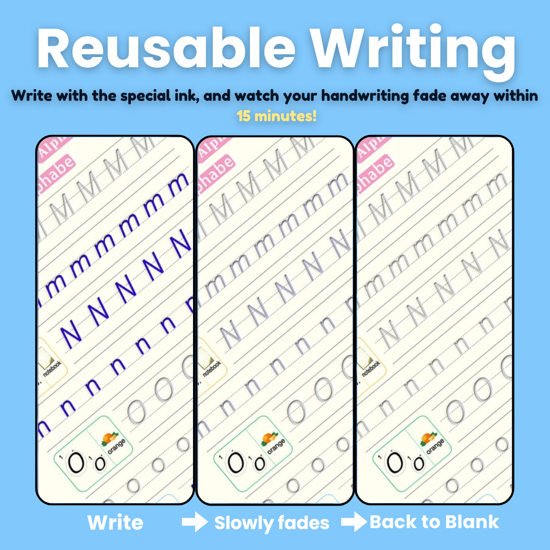 MagicGroove Tracing Book: Reusable Handwriting Practice with Disappearing Ink & Grooves